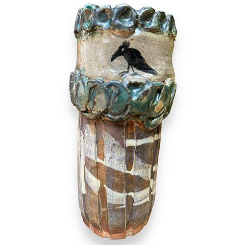 Carolyn Simmons 8" Wood Fired Crow Vase DP4605